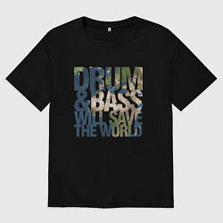 Футболка оверсайз мужская Drum & Bass: The World, цвет: черный