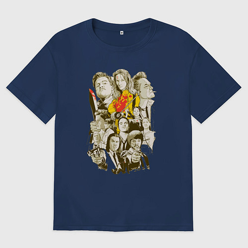 Мужская футболка оверсайз Герои Тарантино / Тёмно-синий – фото 1