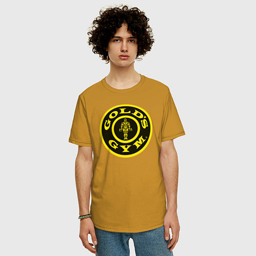 Мужская футболка оверсайз Gold's Gym / Горчичный – фото 3