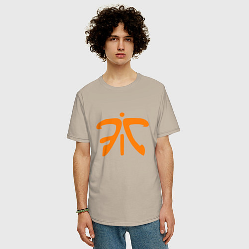 Мужская футболка оверсайз Fnatic Logo / Миндальный – фото 3