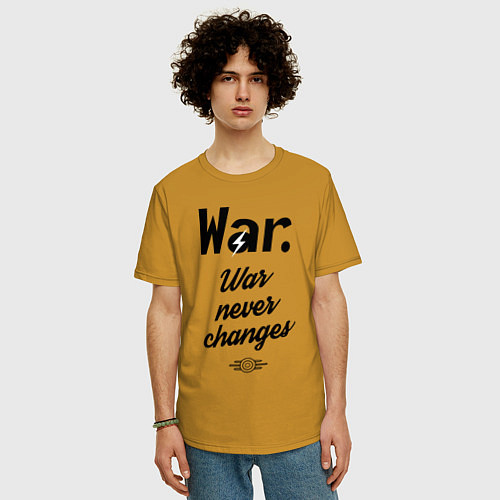 Мужская футболка оверсайз War never changes / Горчичный – фото 3