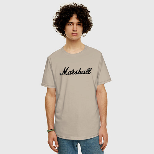 Мужская футболка оверсайз Marshall logo / Миндальный – фото 3