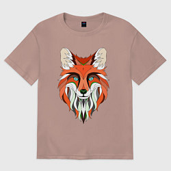 Футболка оверсайз мужская Дизайнерская лиса, цвет: пыльно-розовый