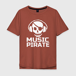 Футболка оверсайз мужская Music pirate, цвет: кирпичный