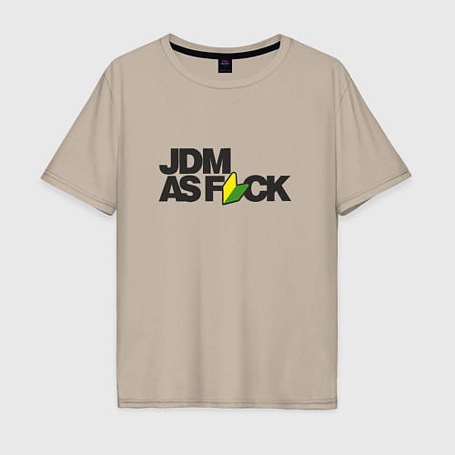 Мужская футболка оверсайз JDM AS F*CK / Миндальный – фото 1