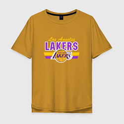 Футболка оверсайз мужская Los Angeles Lakers, цвет: горчичный
