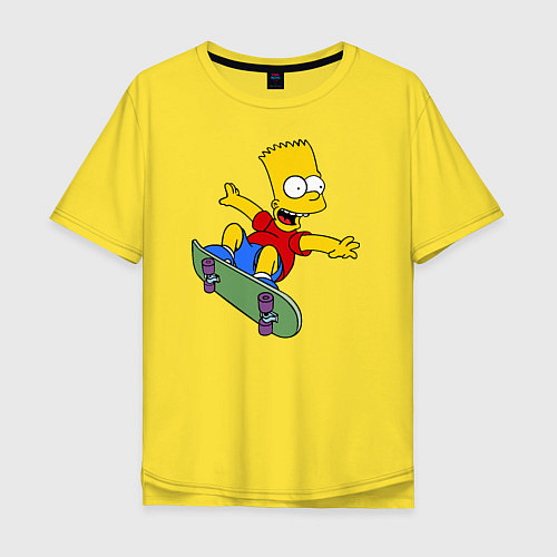 Мужская футболка оверсайз Барт на скейте / Желтый – фото 1