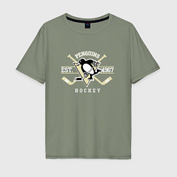 Футболка оверсайз мужская Pittsburgh Penguins: Est.1967, цвет: авокадо