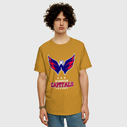 Футболка оверсайз мужская Washington Capitals, цвет: горчичный — фото 2