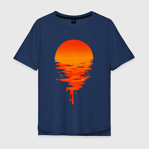 Мужская футболка оверсайз Sunset / Тёмно-синий – фото 1