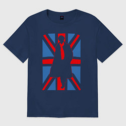 Футболка оверсайз мужская Sherlock Holmes Union Jack, цвет: тёмно-синий