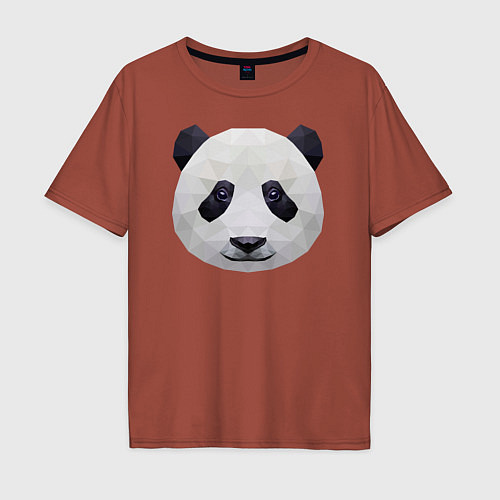 Мужская футболка оверсайз Полигональная панда / Кирпичный – фото 1