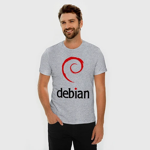Мужская slim-футболка Debian / Меланж – фото 3