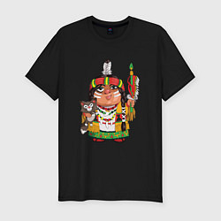 Мужская slim-футболка Забавные Индейцы 9