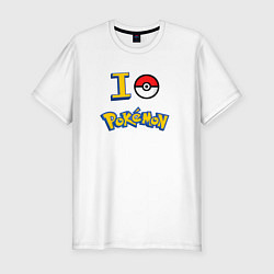 Футболка slim-fit Покемон I love pokemon, цвет: белый