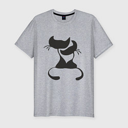Мужская slim-футболка Кошки LOVE