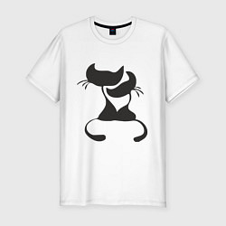 Футболка slim-fit Кошки LOVE, цвет: белый