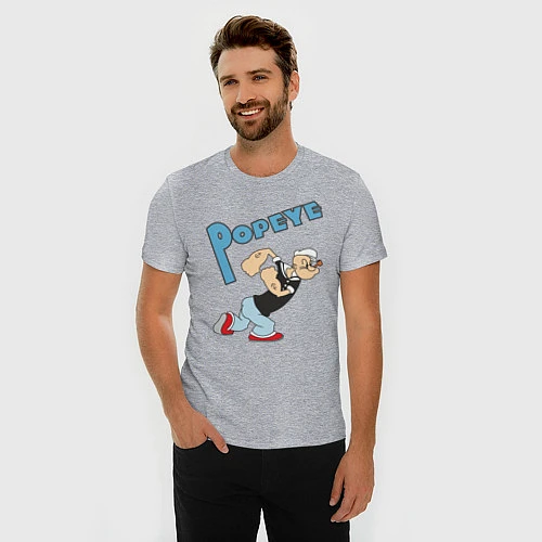 Мужская slim-футболка Popeye / Меланж – фото 3