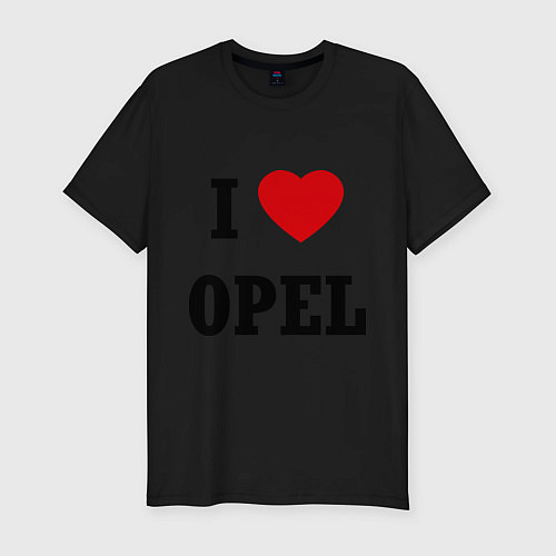 Мужская slim-футболка I love Opel / Черный – фото 1