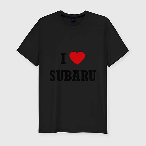 Мужская slim-футболка I love Subaru / Черный – фото 1