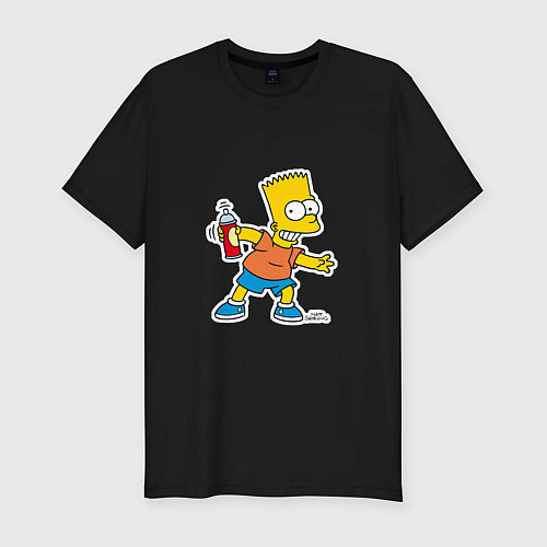 Мужская slim-футболка Симпсоны: Барт / Черный – фото 1