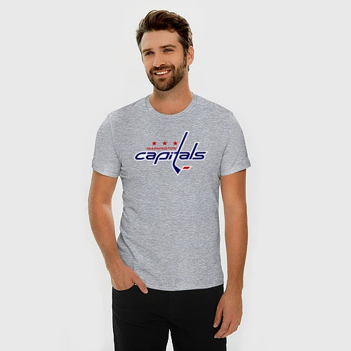 Мужская slim-футболка Washington Capitals / Меланж – фото 3
