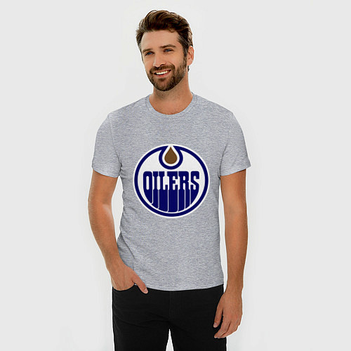 Мужская slim-футболка Edmonton Oilers / Меланж – фото 3