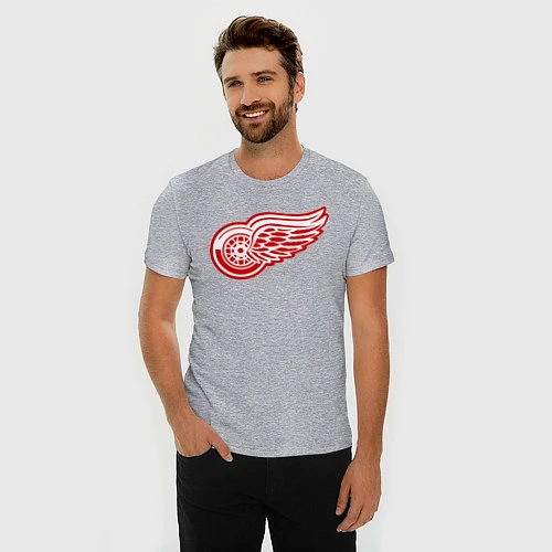 Мужская slim-футболка Detroit Red Wings / Меланж – фото 3