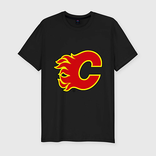 Мужская slim-футболка Calgary Flames / Черный – фото 1