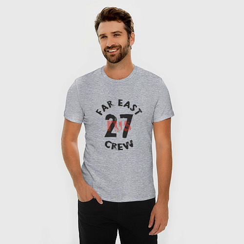 Мужская slim-футболка Far East 27 Crew / Меланж – фото 3