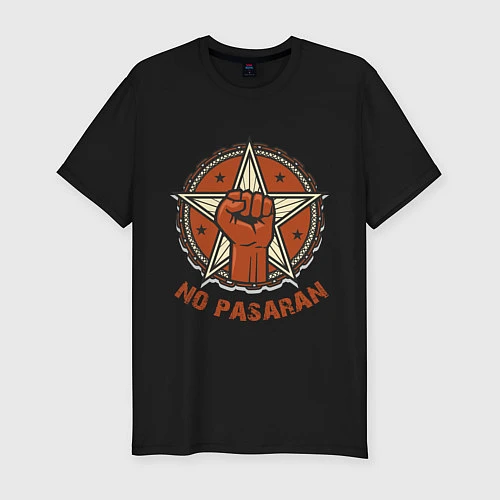 Мужская slim-футболка No Pasaran / Черный – фото 1