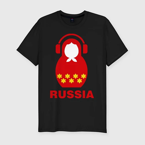 Мужская slim-футболка Russia dj / Черный – фото 1