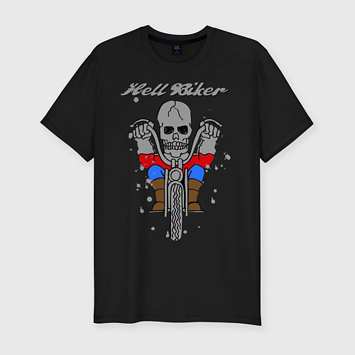 Мужская slim-футболка Скелет-байкер / Черный – фото 1
