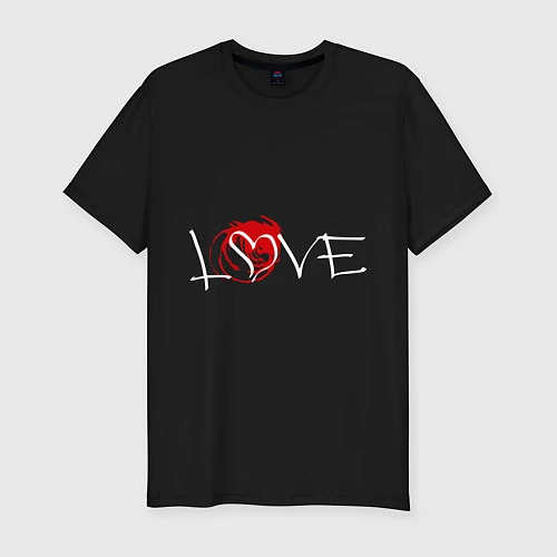 Мужская slim-футболка Red Love / Черный – фото 1