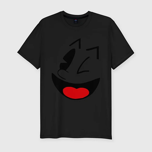 Мужская slim-футболка Pac-Man Smile / Черный – фото 1