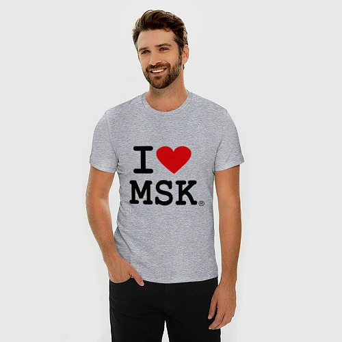 Мужская slim-футболка I love MSK / Меланж – фото 3