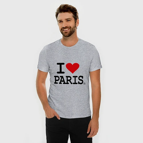 Мужская slim-футболка I love Paris / Меланж – фото 3