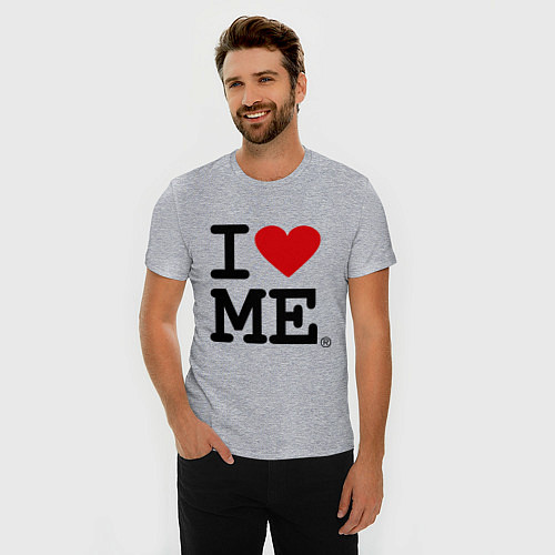Мужская slim-футболка I love Me / Меланж – фото 3