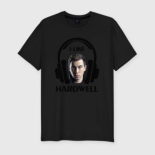 Мужская slim-футболка I like Hardwell / Черный – фото 1