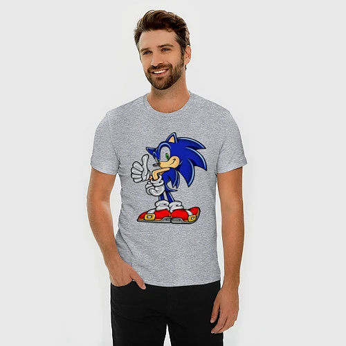Мужская slim-футболка Sonic / Меланж – фото 3