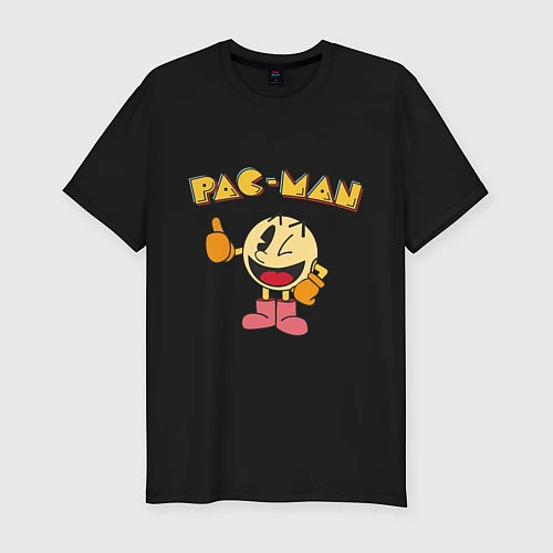 Мужская slim-футболка Pac-Man / Черный – фото 1