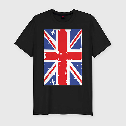 Мужская slim-футболка Британский флаг / Черный – фото 1