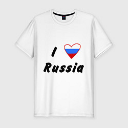 Футболка slim-fit I love Russia, цвет: белый