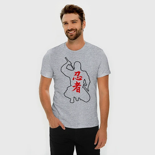 Мужская slim-футболка Ниндзя / Меланж – фото 3