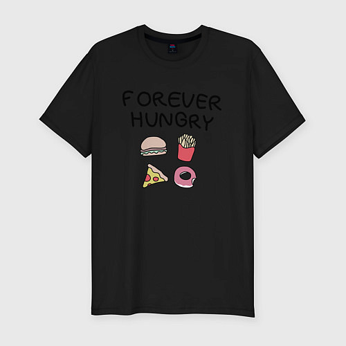 Мужская slim-футболка Forever Hungry / Черный – фото 1