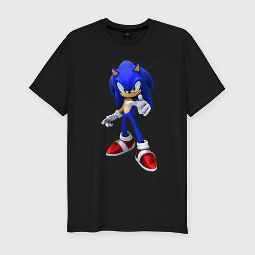 Мужская slim-футболка ЁЖ Соник / Черный – фото 1