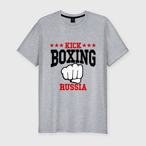 Мужская slim-футболка Kickboxing Russia / Меланж – фото 1