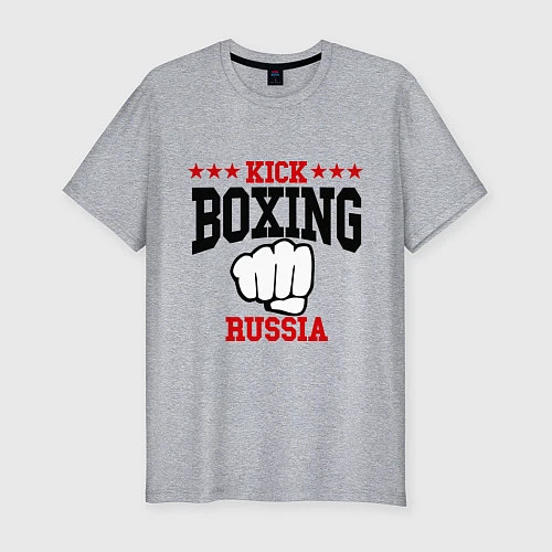 Мужская slim-футболка Kickboxing Russia / Меланж – фото 1