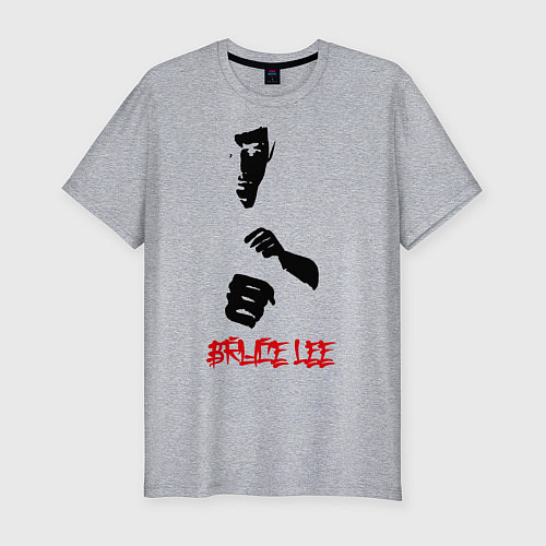 Мужская slim-футболка Bruce Lee / Меланж – фото 1