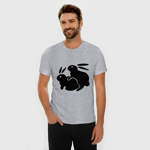 Мужская slim-футболка Секс кроликов / Меланж – фото 3
